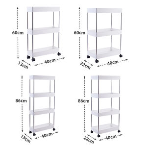 Chariot de rangement à roulettes en plastique PP à 4 niveaux, roues pivotantes, gain de place, organisateur de cuisine, rangement multifonctionnel pour espaces étroits - Product Image 5