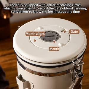 Conteneur de stockage de café en acier inoxydable 304, boîte <span class=keywords><strong>hermétique</strong></span> sous vide avec couvercle et cuillère pour grains, thé, sucre, cuisine - Product Image 6