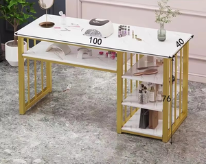<b>Light</b> Luxury Marble Manicure Table With Vacuum Cleaner Two-person Table Table and Chair Set Combination <b>Net</b> Red Repair - Product Image 1