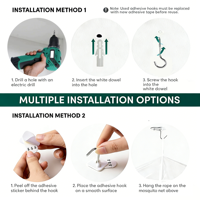 Moustiquaire suspendue pliable portable en polyester pour l'été, pour lit double, berceau de bébé, canapé, fixation au plafond à un point, usage domestique, blanc