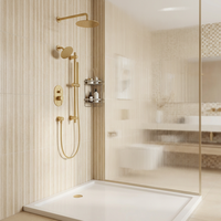 Ensemble de robinetterie de douche luxueux, système de douche mural en or brossé, pomme de douche de 10 pouces avec pomme de douche murale de 6 pouces