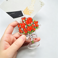 Porte-photo de mariage personnalisé en acrylique imprimé UV, découpé CNC/laser, style dessin animé, avec pince à memo pour bouquet de fleurs, décoration de centre de table