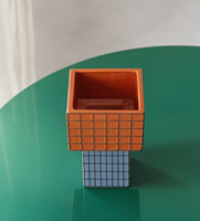 Vase en céramique Art Déco nordique avec motif mosaïque, orange et bleu, pour la décoration intérieure, vase à fleurs