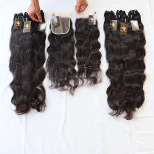 Vendedores de cabello virgen peruano, extensiones de cabello humano liso ondulado profundo, brasileño, con cierre Frontal de encaje fino, venta al por mayor - Product Image 4