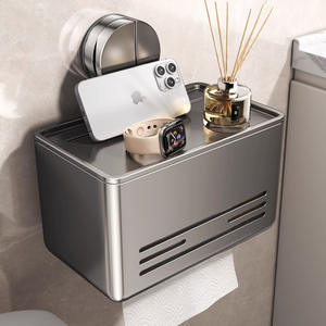 Gao Wenhai Dispensador de Papel Rectangular con Succión, Gris Pólvora, Ahorro de Espacio, Almacenamiento para Baño, Montaje en Esquina - Product Image 5