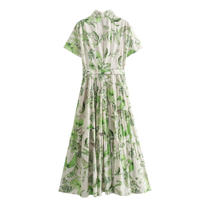 Abito Estivo da Donna SHENZHU, Nuova Collezione Aprile 2024, Vestito Midi con Stampa alla Moda e Cintura Dr. Chen, Manica Corta 2183058 - Product Image 2