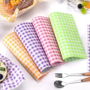 Low Moq Custom Fast Food Hamburger Packaging Tissue Paper Food Grade Eco Friendly Ink Printing Logo Safe Non Toxic Wax Paper