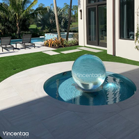 Vincentaa Fontaine cascade avec boule de verre en acier inoxydable Art déco personnalisée pour jardin extérieur