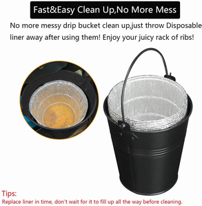 Kit de Cubeta para Grasa Negra con 16 Revestimientos de Papel de Aluminio, Cubeta Metálica para Recoger Goteos de Aceite con Asa para Parrillas de Pellets <span class=keywords><strong>Traeger</strong></span> y Pit Boss - Product Image 4