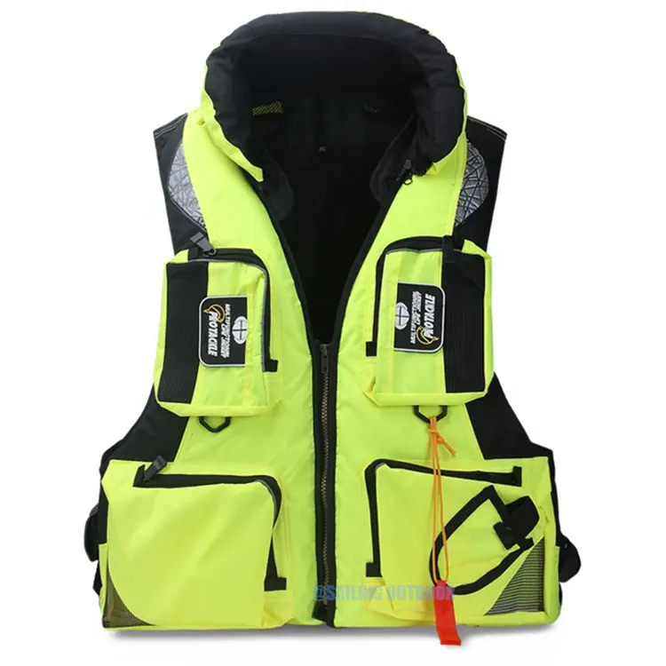 Personalized XXL Adult Fishing Vest Portable Multi-Pocket Reflective Removable Life Jacket with Floating Material Made EPE Foam