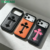 Coque magnétique pour iPhone 17, motif cœur chromé et croix, antichoc en PU, vente en gros, accessoire mobile personnalisé avec logo, fabrication OEM