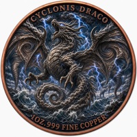 Pièce commémorative ronde en cuivre fin .999 de 1 oz, motif Dragon de la Tempête, style antique, Art Océan Temporaire, pour exposition, souvenir ou cadeau