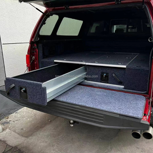 Système de tiroirs coulissants pour <span class=keywords><strong>plateau</strong></span> de camionnette Ford F150 4x4 personnalisé, boîte de rangement, tiroirs arrière, <span class=keywords><strong>porte</strong></span>-chargeurs, fabriqué en aluminium durable - Product Image 1