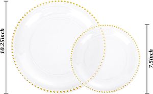 Plato Decorativo Redondo de Acrílico Transparente de 13 Pulgadas, Ecológico, Moderno y de Lujo, con Cuentas Doradas para Eventos y Cenas - Product Image 2