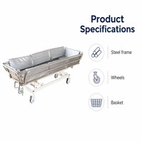 Lit de douche pour patient d'hôpital durable et imperméable, avec roulettes mobiles, panier de rangement intégré, cadre en acier anticorrosion, pour le bain