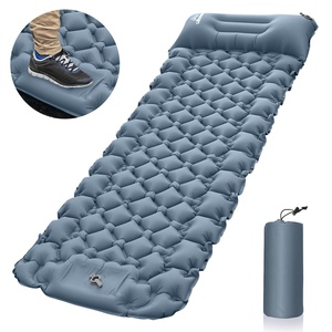 Outdoor Backpacking <b>Single</b> Inflating Ultralight Inflatable Camping Sleeping Pad Mat with Built in Foot Pump PVC for Camping - Product Image 2
