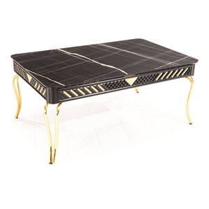 Mesa de Centro Sahra de Imitación Mármol de Lujo con Estructura Metálica, Diseño Moderno Antiguo, Mueble Decorativo para Sala de Estar - Product Image 2