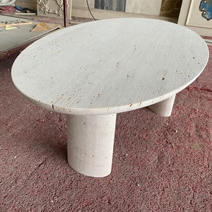 Bàn Trà Chạm Khắc Rễ Đá Tự Nhiên Ngoài Trời Ý Bàn Cà Phê Travertine Quảng Trường Sang Trọng Thiết Kế Hình Tròn Lớn Hiện Đại - Product Image 4