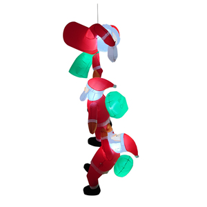 Decorazione Natalizia Gonfiabile a LED con <span class=keywords><strong>3</strong></span> Babbi Natale Impilati, Ornamento Festivo da Giardino e Tetto - Product Image 4