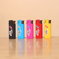 Briquet à flamme bleue en gros, en métal, coupe-vent, rechargeable au butane, design épuré, accessoire pour fumeurs