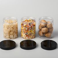 Nouveau design, pot cylindrique transparent en PET de qualité alimentaire avec couvercle à vis, pour sucre, lait, gâteaux, biscuits, aliments en conserve, 240ML/360ML/570ML/580ML