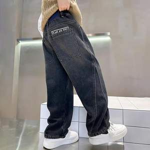 Filles Confortable Baggy Style Droit Denim Jeans Femmes Casual School Wear avec Taille Élastique pour Printemps Été Automne - Product Image 4