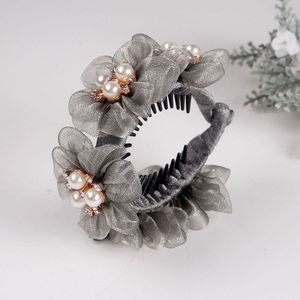 Coloré Organza Twist Queue De Cheval Épingle À Cheveux Perle Fleurs Enroulement <span class=keywords><strong>Banane</strong></span> Clip À La Mode Filles Queue De Cheval <span class=keywords><strong>Boucle</strong></span> Pince À Cheveux - Product Image 3