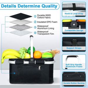 Sac isotherme pliable en polyester 600D personnalisé avec impression, grande capacité, pour pique-nique promotionnel, avec isolation thermique, échantillon gratuit - Product Image 3