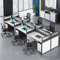 Poste de travail modulaire zoné pour centre d'appels, bureau de service client moderne avec cloisons, pour 2/4/6 personnes