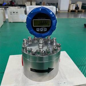 مقياس تدفق السوائل عالية اللزوجة من الفولاذ المقاوم للصدأ بتصميم تروس مع شاشة LCD رقمية وتوصيل بشفة لقياس معدلات التدفق - Product Image 1