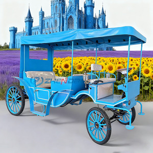 Carruaje Eléctrico Azul Cielo con Caballos para Paseos Turísticos, Carruaje Real de Navidad con Luces para Bodas - Product Image 5