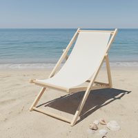 Chaise de plage pliante en bois d'extérieur avec dossier réglable à 4 positions