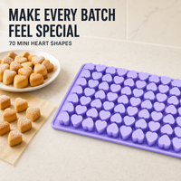 Moule en silicone en forme de cœur, 70 cavités, violet, qualité alimentaire, résistant à la chaleur, antiadhésif, pour biscuits de la Saint-Valentin, mariage, moule en silicone pour chocolat