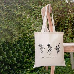 Custom Large Capacity Floral Pattern <b>Canvas</b> Handbag with Stylish Letter Graphic Practical <b>Shopper</b> Bags for Shopping - Product Image 3