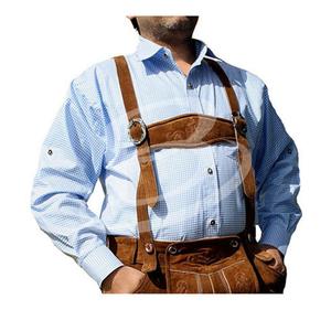 Camisa de popelina a cuadros de manga larga ajustada para hombre con cuello abotonado (Oktoberfest Bavaria Garment Shirt) 2024 - Product Image 3