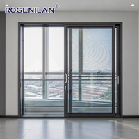 Porte coulissante en aluminium ROGENILAN AS2047, double vitrage trempé, porte extérieure insonorisée et écoénergétique, balcon, patio