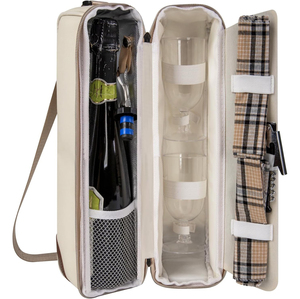 Two Sets Personalized Custom Wine Bags Insulated Cooler Bag Wine Cooler Compartment Carrier Tote Picnic <strong>WineBag</strong> - Product Image 2