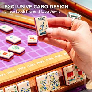 Jeu de tuiles de mahjong de luxe personnalisables en acrylique, style américain, gravées en profondeur, Masion Mahj Combo Beach - Product Image 1