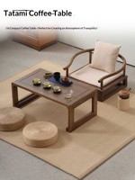 Ensemble de table à thé en bois massif style tatami, nouveau bureau d'étude minimaliste moderne et mobile, table basse japonaise pour baie vitrée et balcon