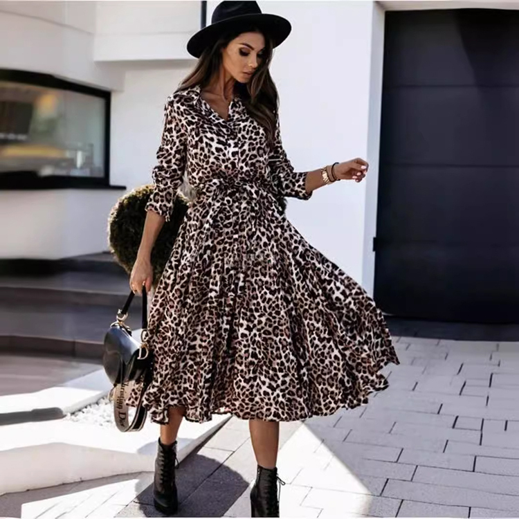 Low Price Long Sleeve Tiger Print Dress Elegant A-Line Silhouette |  Alibaba.com