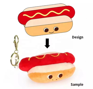 Personalizzabile simpatico ciondolo alimentare giocattolo morbido peluche imbottito Hamburger Chips portachiavi ricamato in cotone PP - Product Image 3