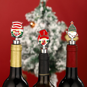Bouchons de bouteille de vin de Noël en métal, scellants pour bouteilles, décorations de fête de fin d'année, style A B C, design frais et mignon - Product Image 1