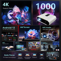 Proyectores de video X1 Android 4K 5G WiFi BT5.0 2 + 32G 1000 lúmenes Enfoque automático Keystone Full HD Proyector de cine en casa