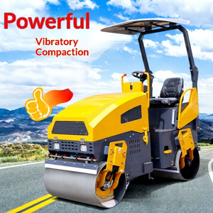 Compacteur vibrant routier 3 roues motrices 2 tonnes à double roue en acier avec moteur et pompe - Product Image 1