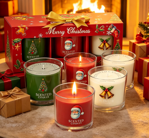 LANJO Christmas Glass Jar Scented <b>Candle</b> Gift <b>Set</b> 3 Pack 100% Soy Wax Aromatherapy <b>Candles</b> Home Bedroom Decor Holiday Birthday - Product Image 4