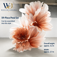 Pétales de fleurs artificielles en fil d'organza de soie personnalisés pour la décoration de mariage, accessoires de toile de fond en tissu, événements, fêtes, vitrines, grande taille