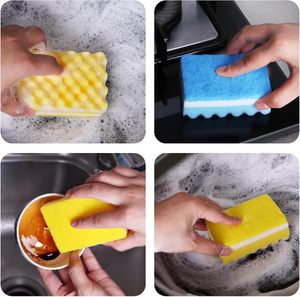 Household Kitchen Sponge <b>Scrub</b> Pad Eco-friendly Color Sponge <b>Brush</b> Thickened Durable Clean Dishwashing Cloth Factory Wholesale - Product Image 3