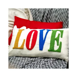 Definitely recommend vibrant punch needle pillow anniversary couple tufted pillow for room decor