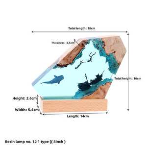 Epoxyhars Oceaankunst Nachtlampje-Creatieve Lichtgevende Tafellamp Voor Slaapkamer Bureau <span class=keywords><strong>Decor</strong></span> Accent & Cadeau - Product Image 6