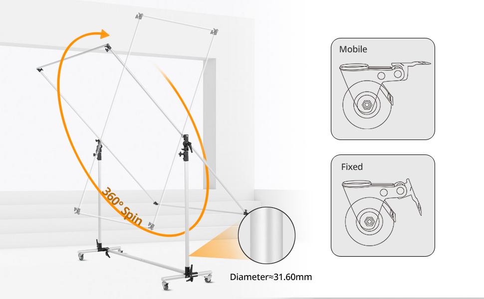 Pro Studio Solutions Adjustable Direction 150x200cm Collapsible Sun Scrim, Diffuse & Silver Black Reflector Kit with Wheel